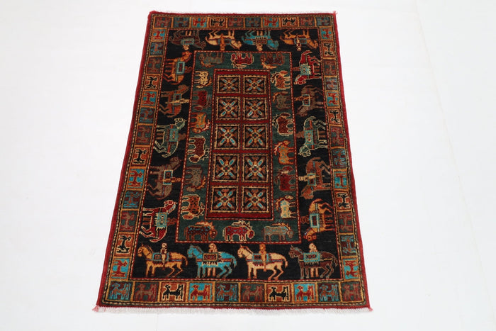 80 x 120 cm | Tribal Animal Area Rug Afghan Hand Knotted veg Dye Wool carpet