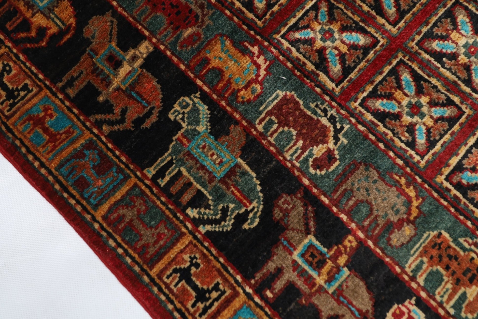 80 x 120 cm | Tribal Animal Area Rug Afghan Hand Knotted veg Dye Wool carpet - ART WOOL CARPET