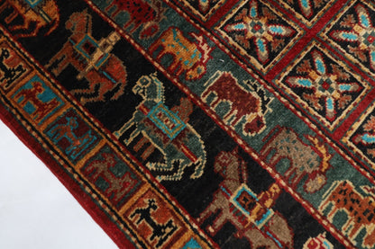 80 x 120 cm | Tribal Animal Area Rug Afghan Hand Knotted veg Dye Wool carpet - ART WOOL CARPET