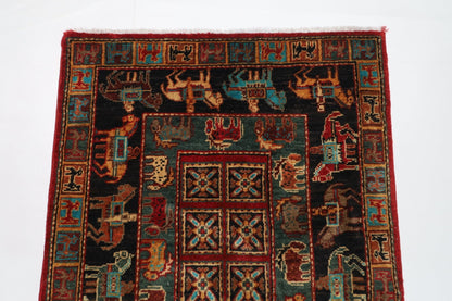 80 x 120 cm | Tribal Animal Area Rug Afghan Hand Knotted veg Dye Wool carpet - ART WOOL CARPET
