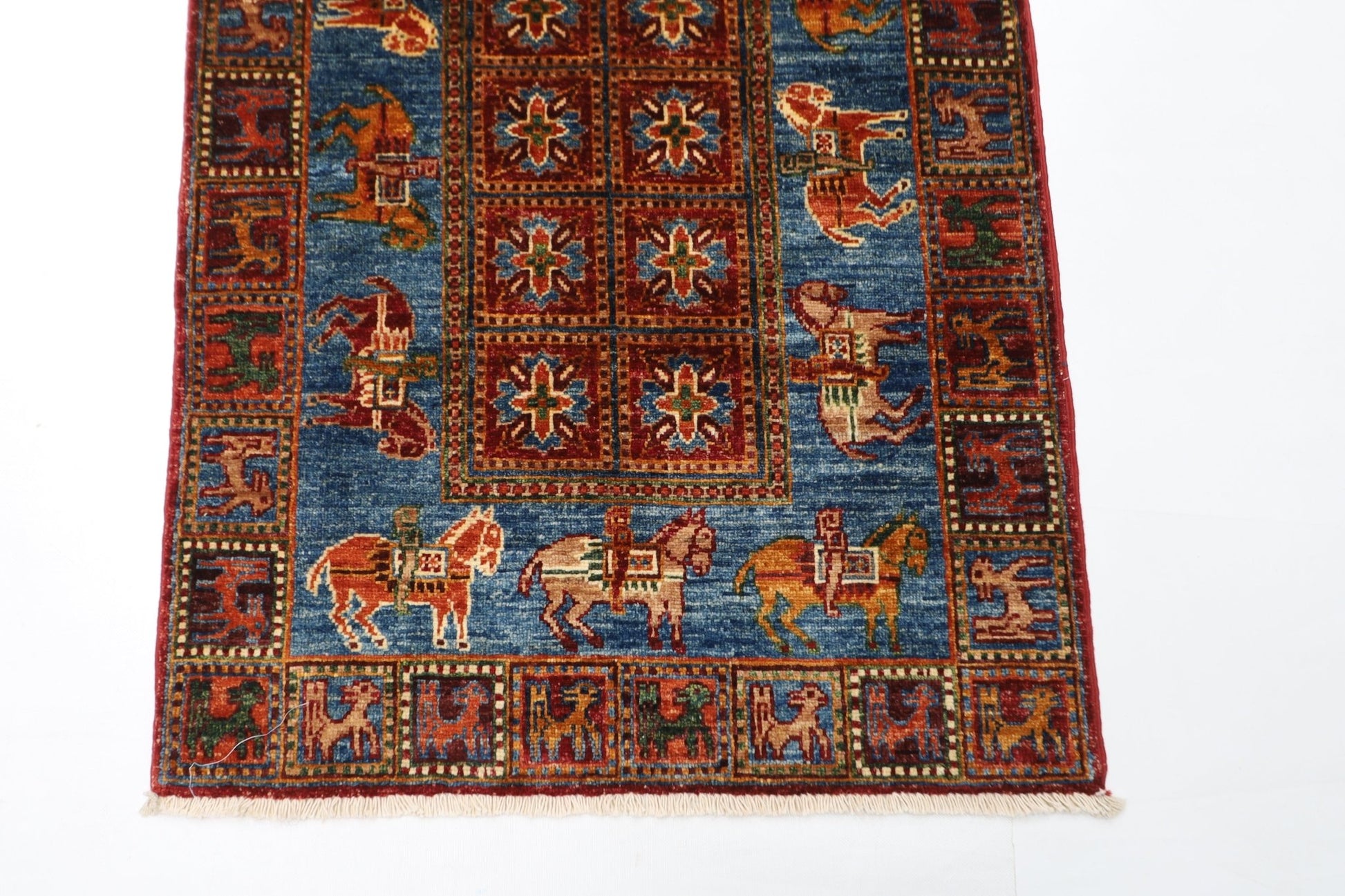 80 x 131 cm | Oriental Animal Accent Rug Afghan Hand Knotted Veg Dye Wool carpet - ART WOOL CARPET