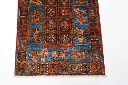 80 x 131 cm | Oriental Animal Accent Rug Afghan Hand Knotted Veg Dye Wool carpet - ART WOOL CARPET