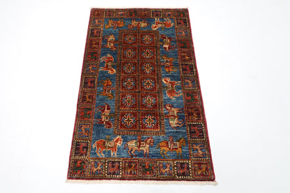 80 x 131 cm | Oriental Animal Accent Rug Afghan Hand Knotted Veg Dye Wool carpet - ART WOOL CARPET