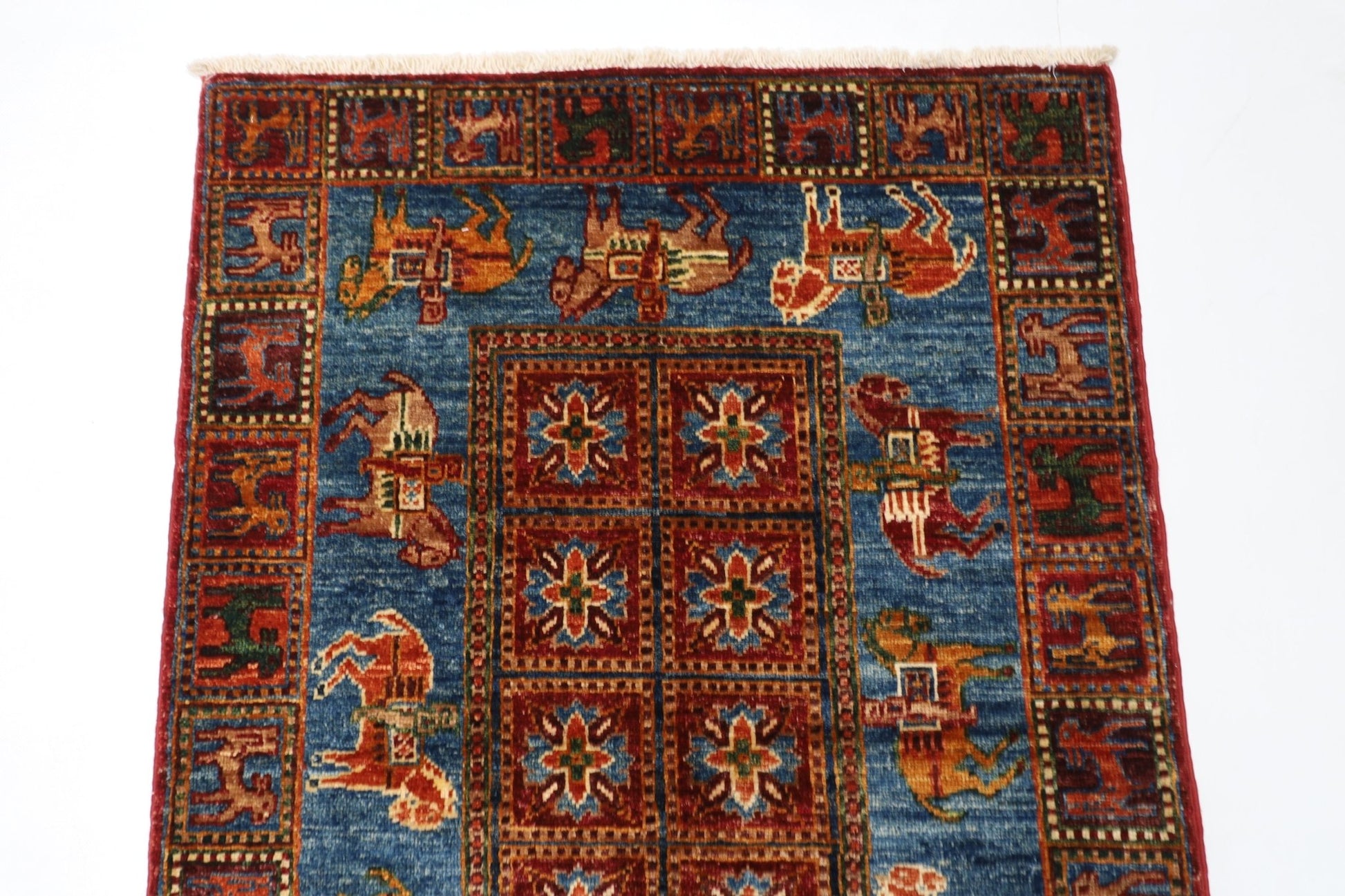 80 x 131 cm | Oriental Animal Accent Rug Afghan Hand Knotted Veg Dye Wool carpet - ART WOOL CARPET
