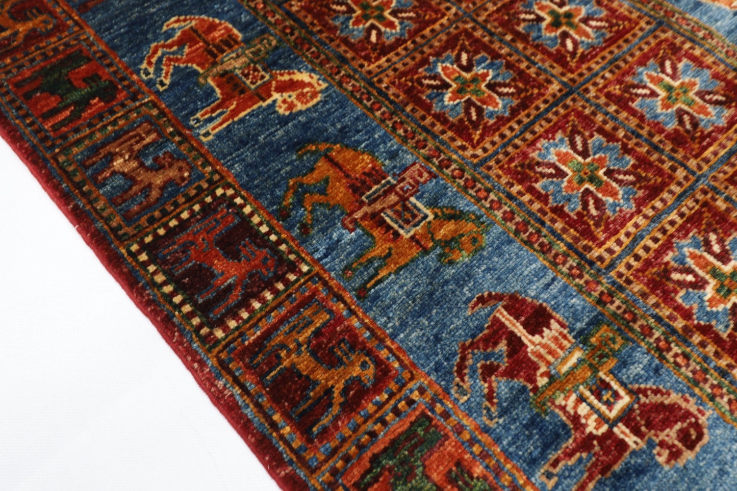 80 x 131 cm | Oriental Animal Accent Rug Afghan Hand Knotted Veg Dye Wool carpet - ART WOOL CARPET