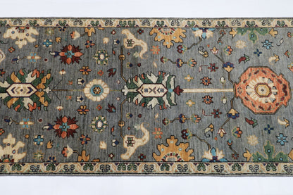 80 x 431 cm | Oriental Gray Runner Rug Afghan Hand Knotted Veg Dye Wool carpet - ART WOOL CARPET