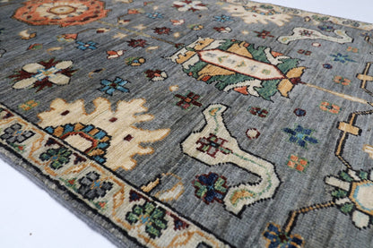 80 x 431 cm | Oriental Gray Runner Rug Afghan Hand Knotted Veg Dye Wool carpet - ART WOOL CARPET