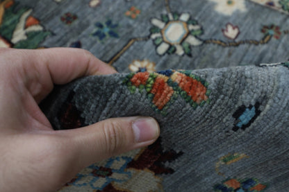 80 x 431 cm | Oriental Gray Runner Rug Afghan Hand Knotted Veg Dye Wool carpet - ART WOOL CARPET