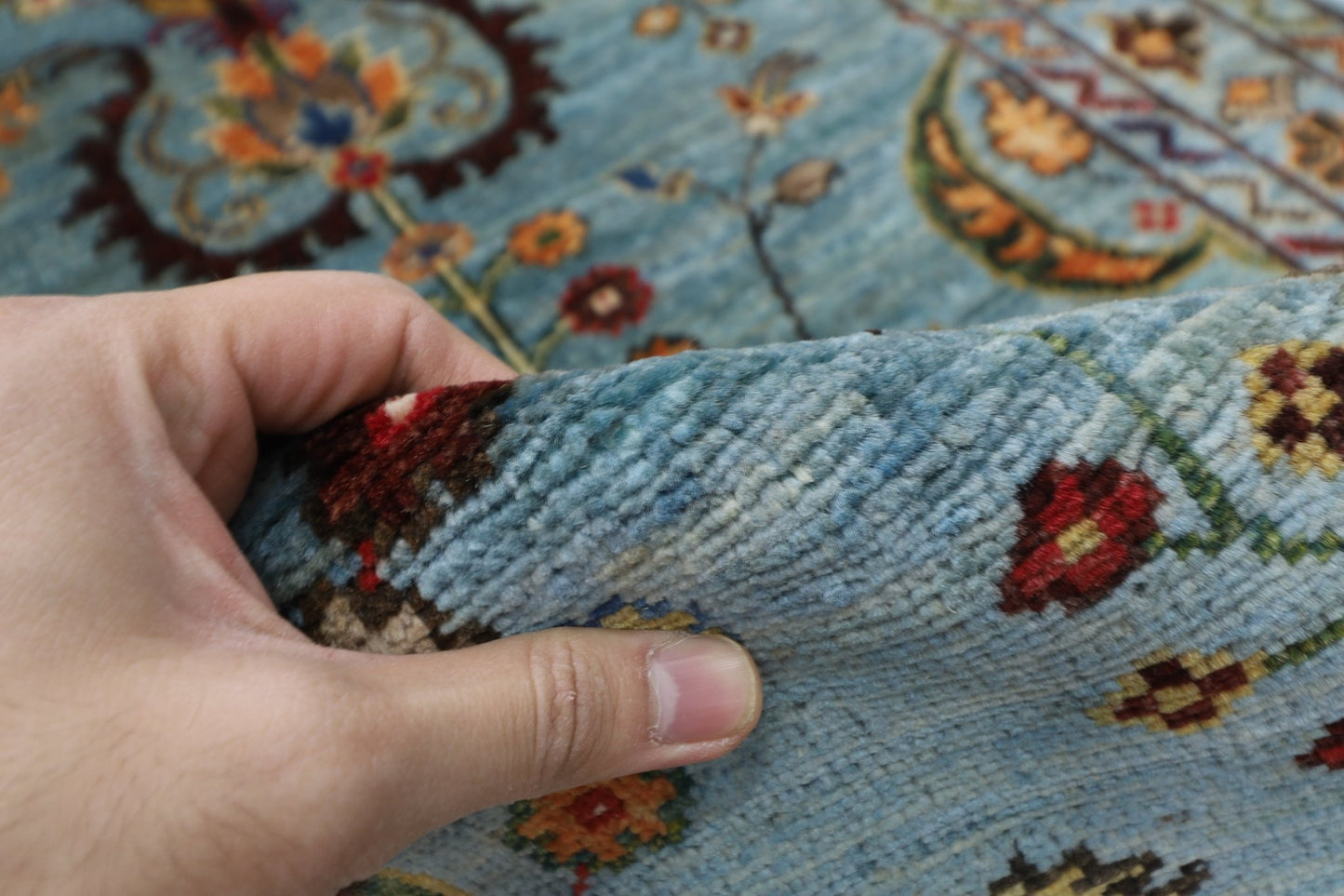 81 x 300 cm | Floral Gray Oriental Runner Rug Afghan Hand Knotted Veg Dye Wool carpet - ART WOOL CARPET