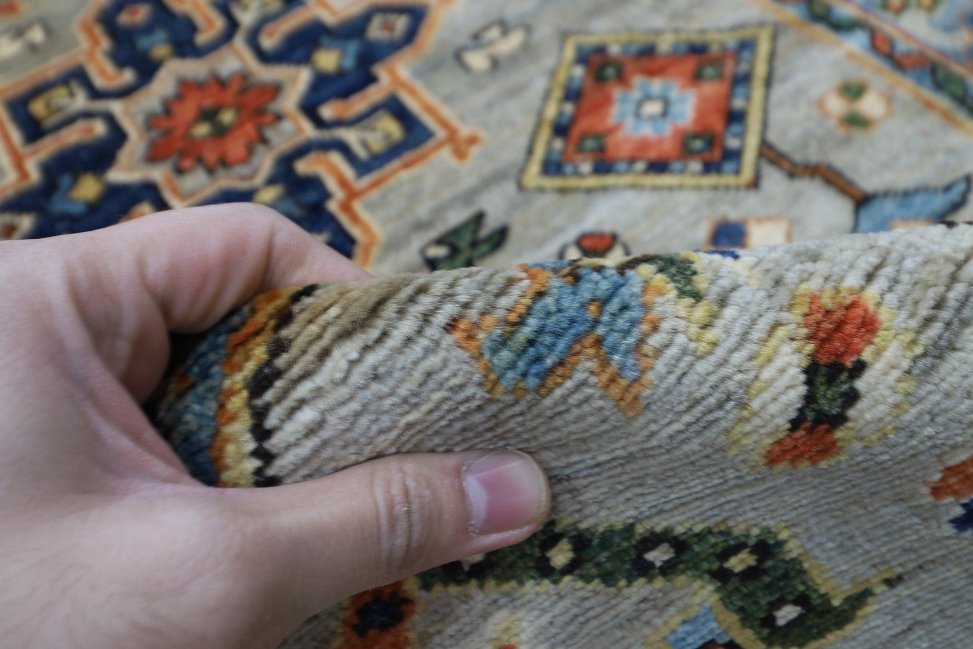 81 x 487 cm | Oriental Floral Gray Large Runner Rug Afghan Hand Knotted Veg Dye Wool carpet - ART WOOL CARPET