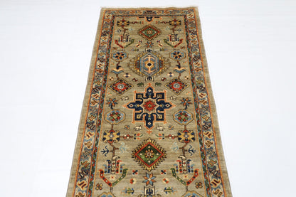 81 x 487 cm | Oriental Floral Gray Large Runner Rug Afghan Hand Knotted Veg Dye Wool carpet - ART WOOL CARPET
