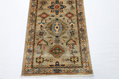 81 x 487 cm | Oriental Floral Gray Large Runner Rug Afghan Hand Knotted Veg Dye Wool carpet - ART WOOL CARPET