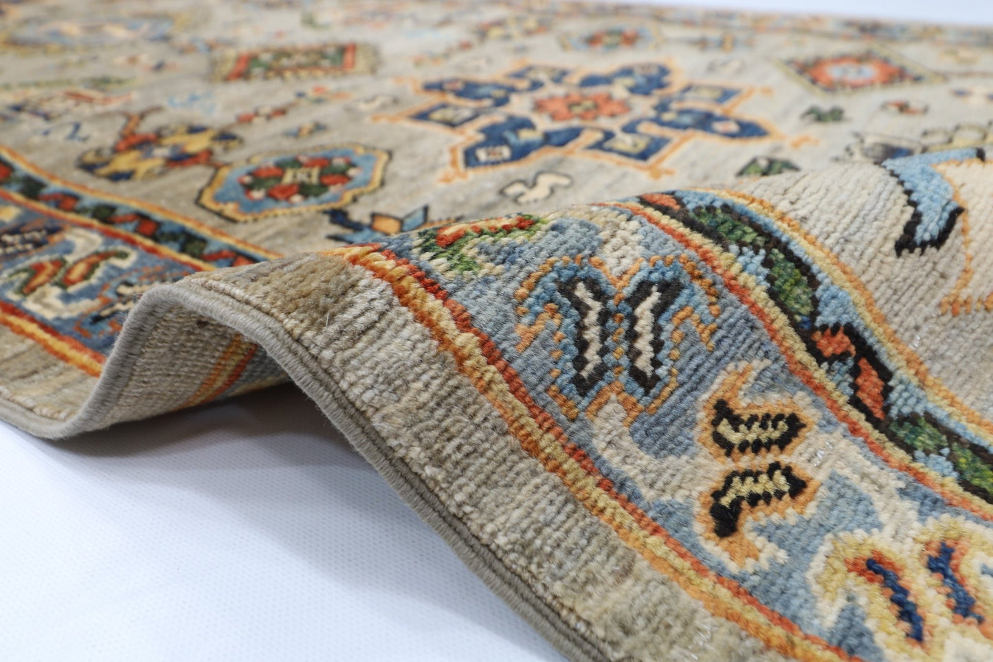 81 x 487 cm | Oriental Floral Gray Large Runner Rug Afghan Hand Knotted Veg Dye Wool carpet - ART WOOL CARPET