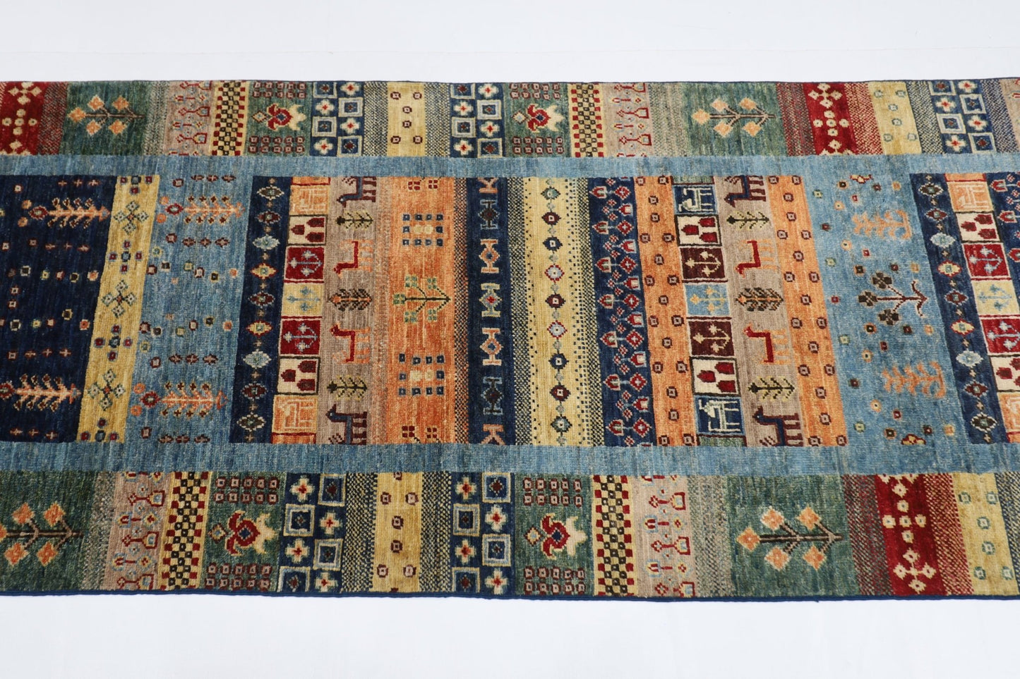 81x 392 cm | Gabbeh Oriental Runner Rug Afghan Hand Knotted Veg Dye Wool carpet - ART WOOL CARPET
