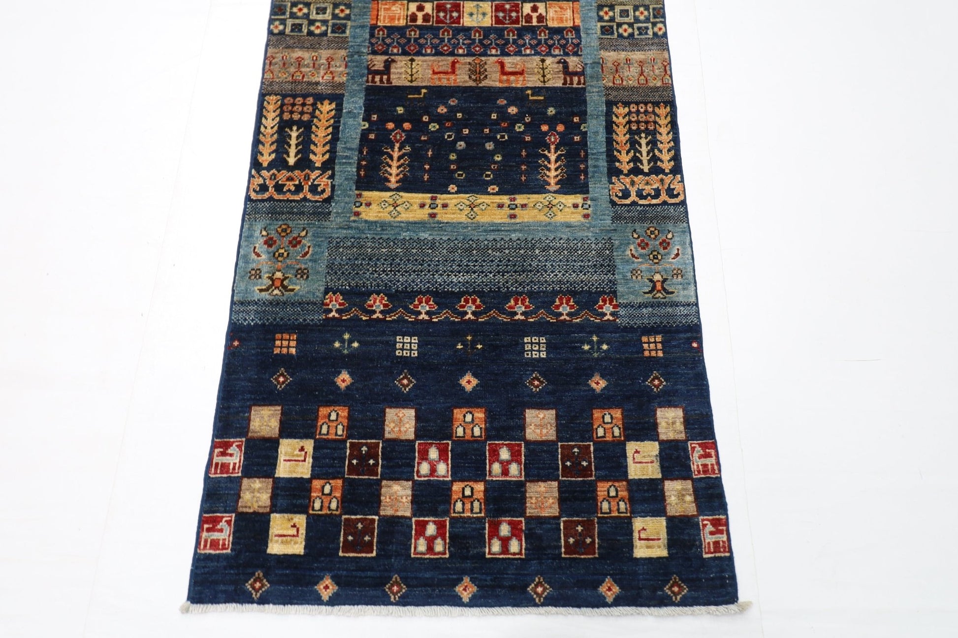 81x 392 cm | Gabbeh Oriental Runner Rug Afghan Hand Knotted Veg Dye Wool carpet - ART WOOL CARPET