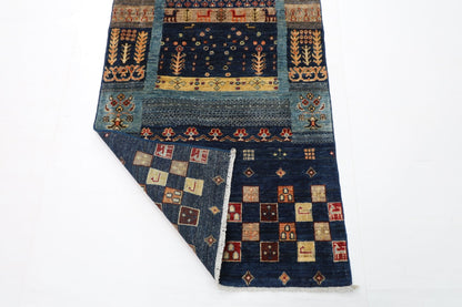 81x 392 cm | Gabbeh Oriental Runner Rug Afghan Hand Knotted Veg Dye Wool carpet - ART WOOL CARPET