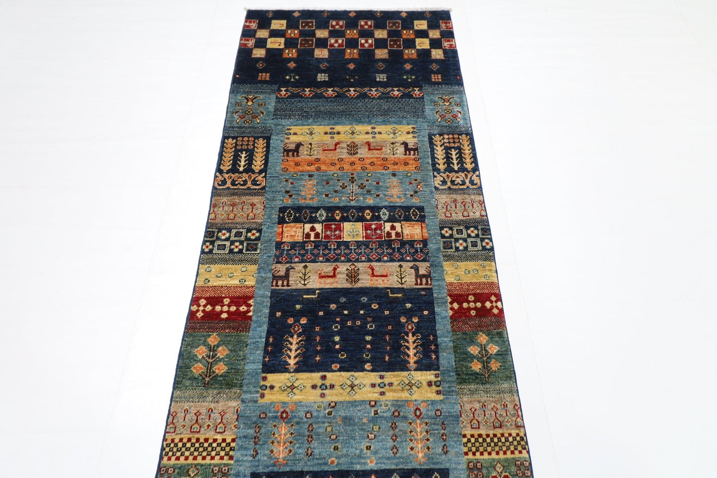 81x 392 cm | Gabbeh Oriental Runner Rug Afghan Hand Knotted Veg Dye Wool carpet - ART WOOL CARPET