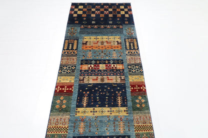81x 392 cm | Gabbeh Oriental Runner Rug Afghan Hand Knotted Veg Dye Wool carpet - ART WOOL CARPET