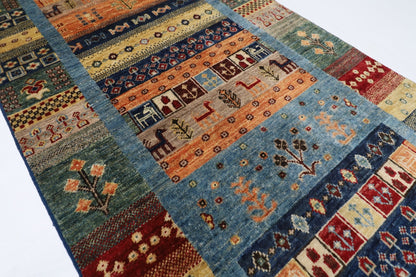 81x 392 cm | Gabbeh Oriental Runner Rug Afghan Hand Knotted Veg Dye Wool carpet - ART WOOL CARPET