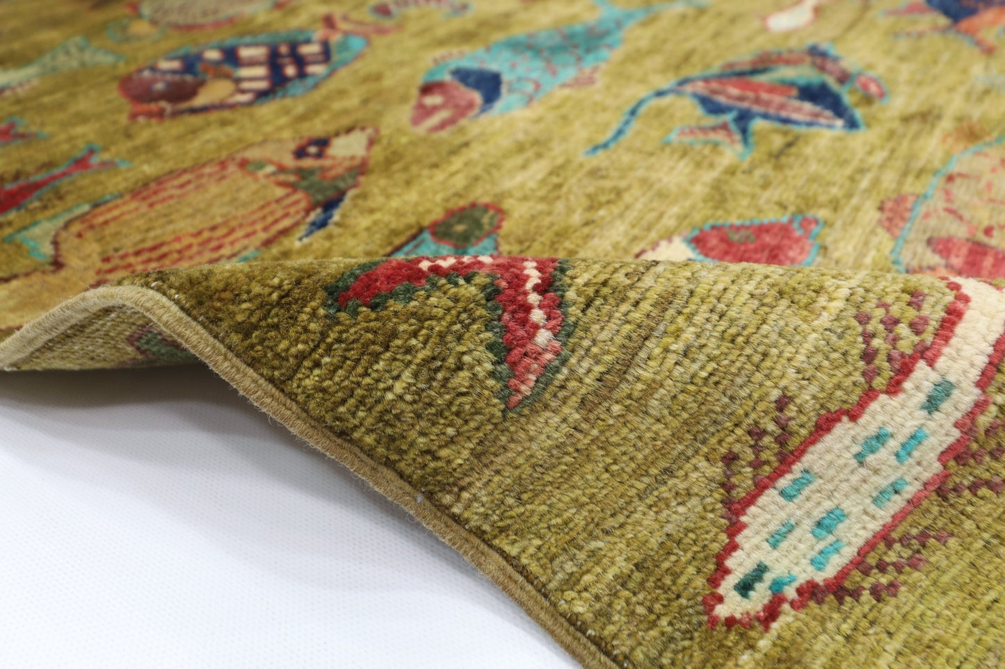 82 x 124 cm | Oriental Fish Accent Rug Afghan Hand Knotted Veg Dye Wool carpet - ART WOOL CARPET