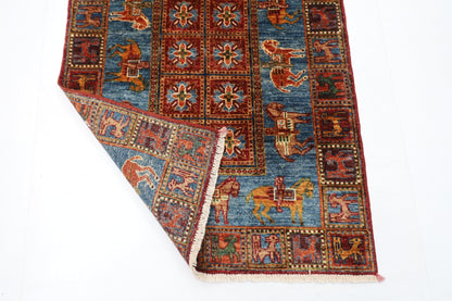 82 x 132 cm | Oriental Animal Area Rug Afghan Hand Knotted Veg Dye Wool carpet - ART WOOL CARPET
