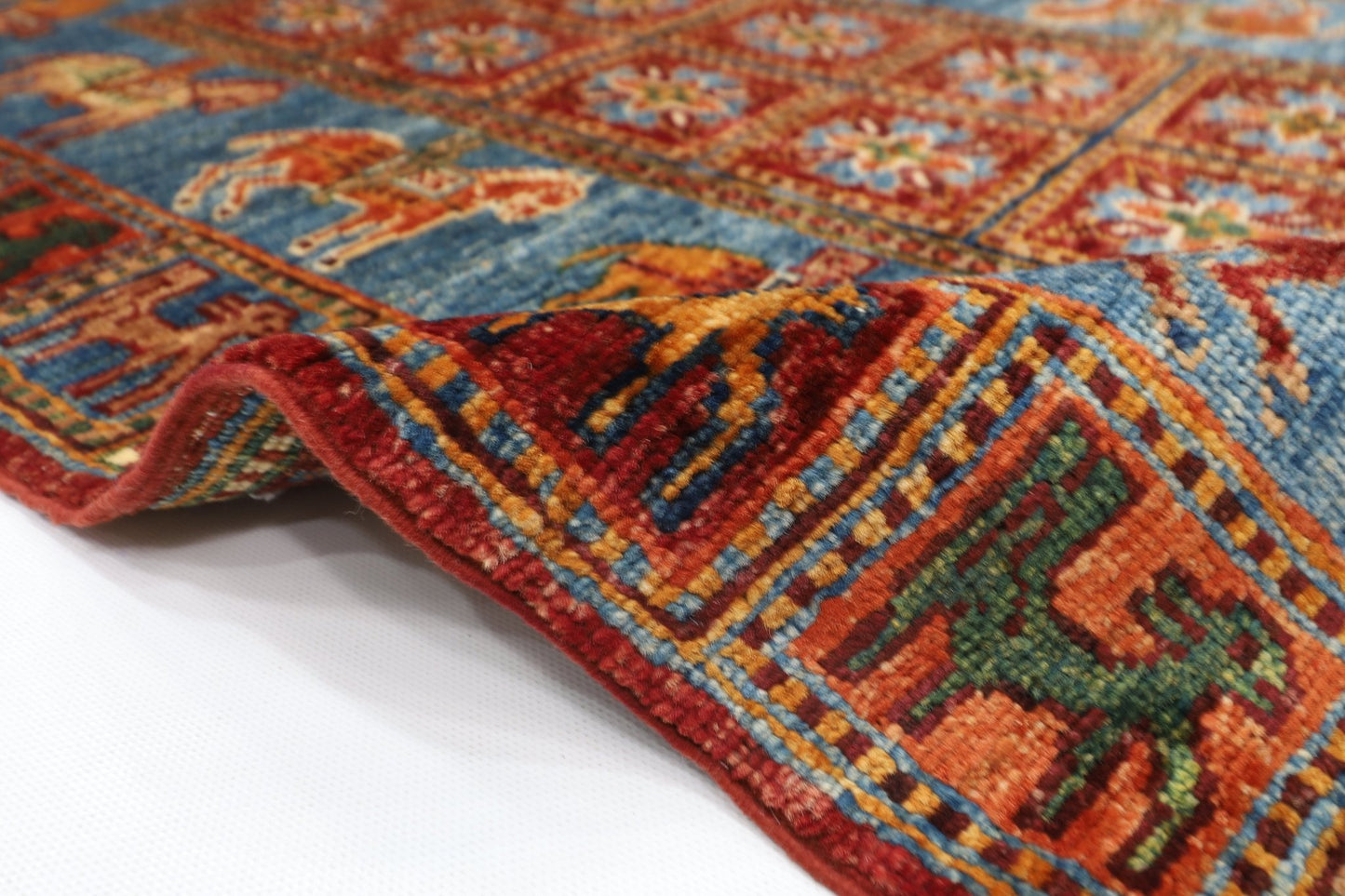 82 x 132 cm | Oriental Animal Area Rug Afghan Hand Knotted Veg Dye Wool carpet - ART WOOL CARPET