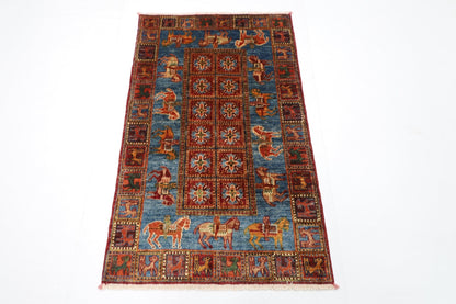82 x 132 cm | Oriental Animal Area Rug Afghan Hand Knotted Veg Dye Wool carpet - ART WOOL CARPET