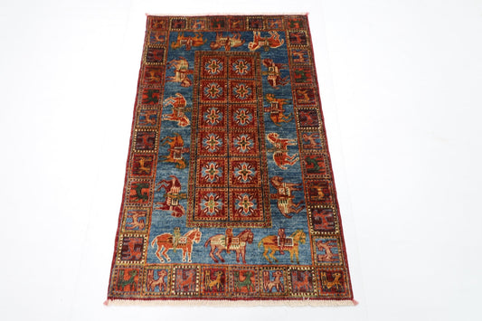 82 x 132 cm | Oriental Animal Area Rug Afghan Hand Knotted Veg Dye Wool carpet - ART WOOL CARPET