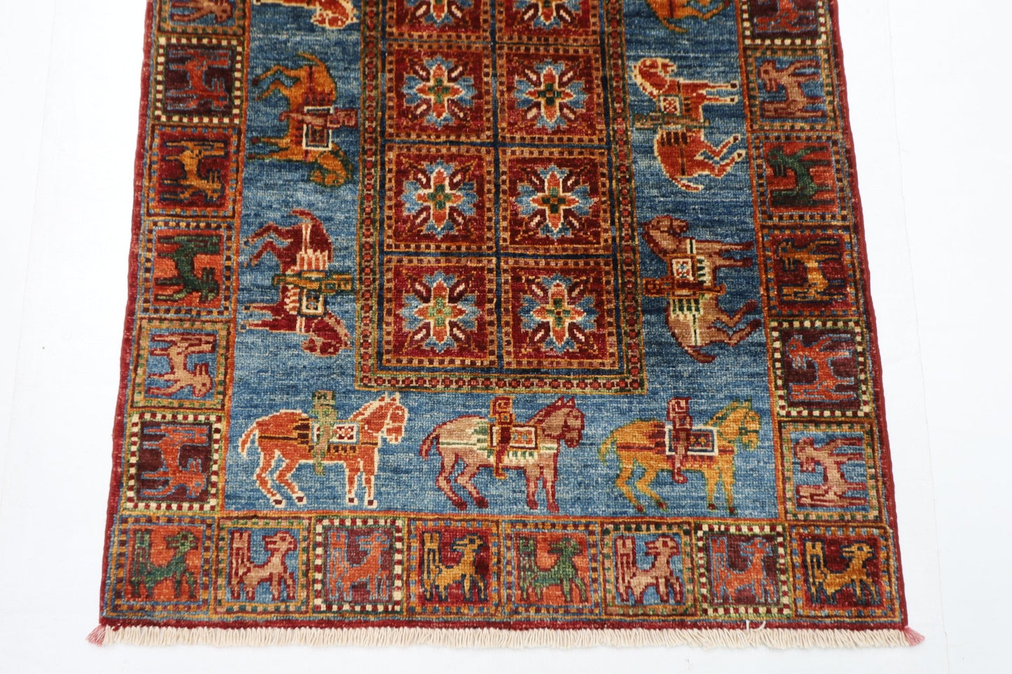 82 x 132 cm | Oriental Animal Area Rug Afghan Hand Knotted Veg Dye Wool carpet - ART WOOL CARPET