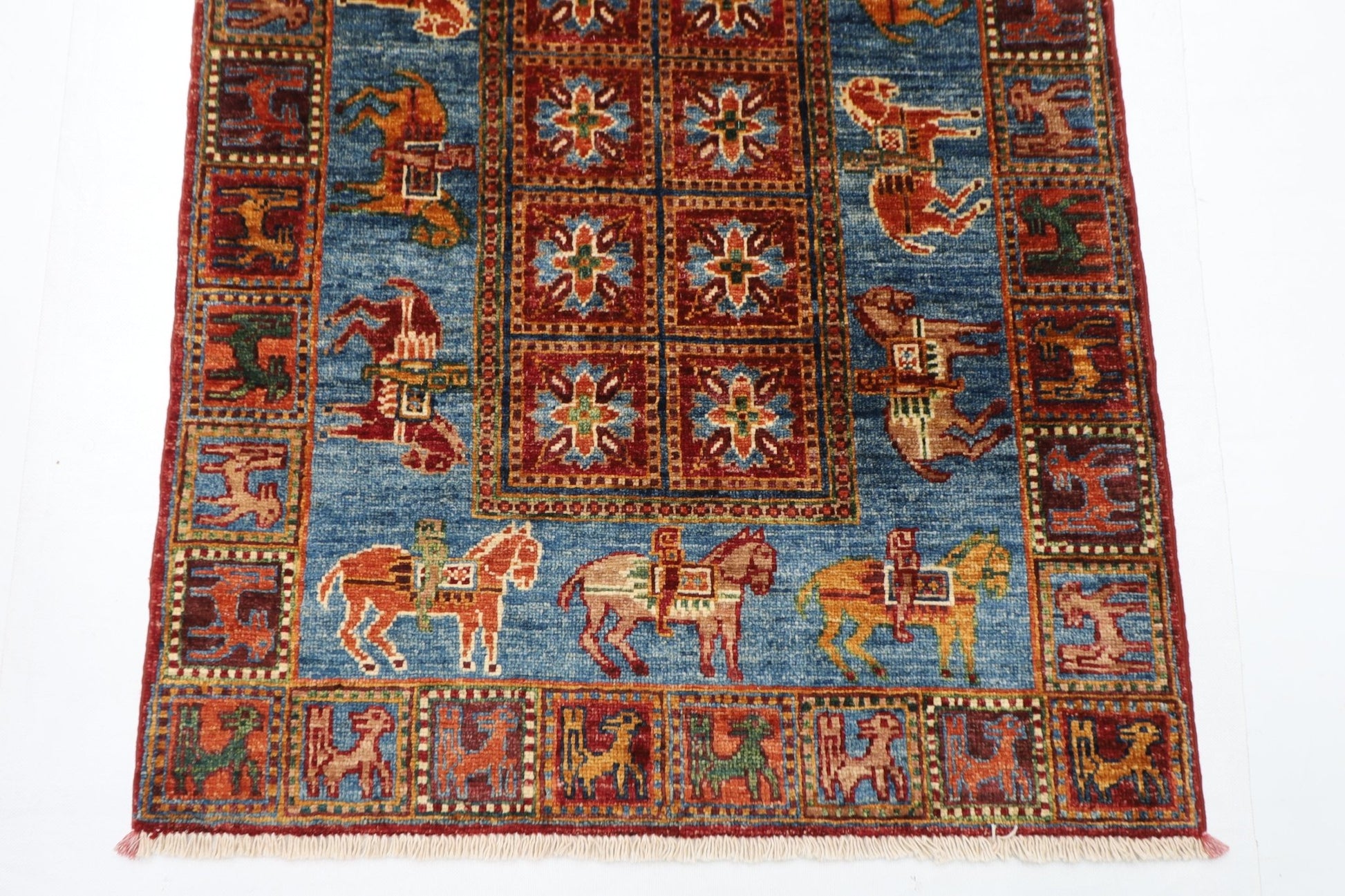 82 x 132 cm | Oriental Animal Area Rug Afghan Hand Knotted Veg Dye Wool carpet - ART WOOL CARPET