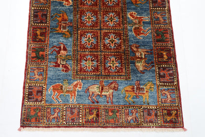 82 x 132 cm | Oriental Animal Area Rug Afghan Hand Knotted Veg Dye Wool carpet - ART WOOL CARPET