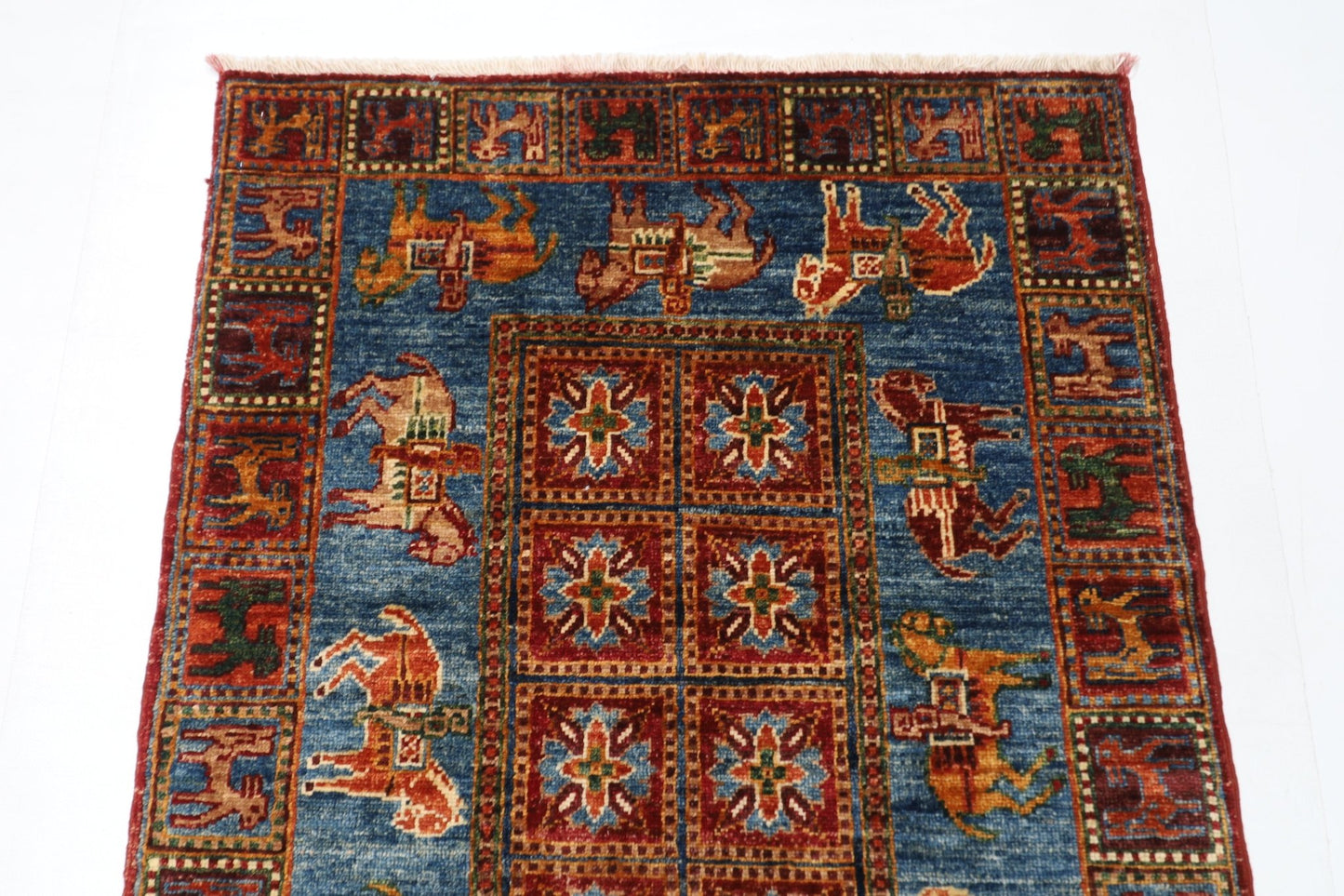 82 x 132 cm | Oriental Animal Area Rug Afghan Hand Knotted Veg Dye Wool carpet - ART WOOL CARPET