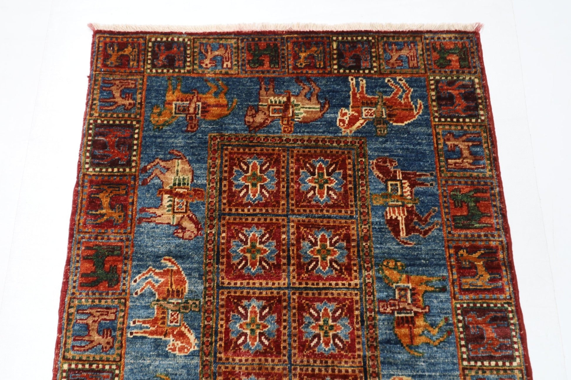 82 x 132 cm | Oriental Animal Area Rug Afghan Hand Knotted Veg Dye Wool carpet - ART WOOL CARPET