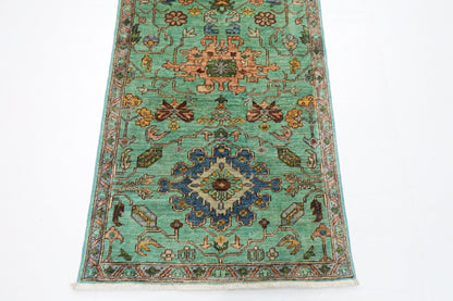 82 x 353 cm | Oriental Floral Runner Rug Afghan Hand Knotted Veg Dye Wool carpet - ART WOOL CARPET