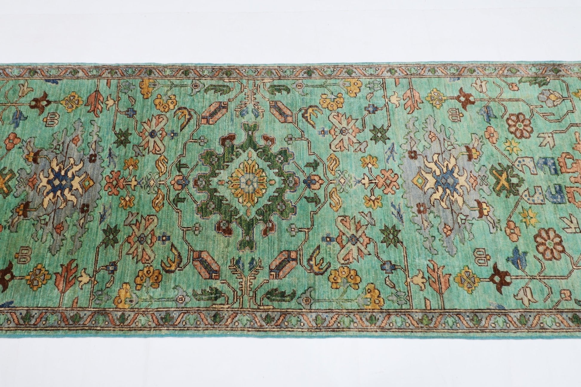 82 x 353 cm | Oriental Floral Runner Rug Afghan Hand Knotted Veg Dye Wool carpet - ART WOOL CARPET