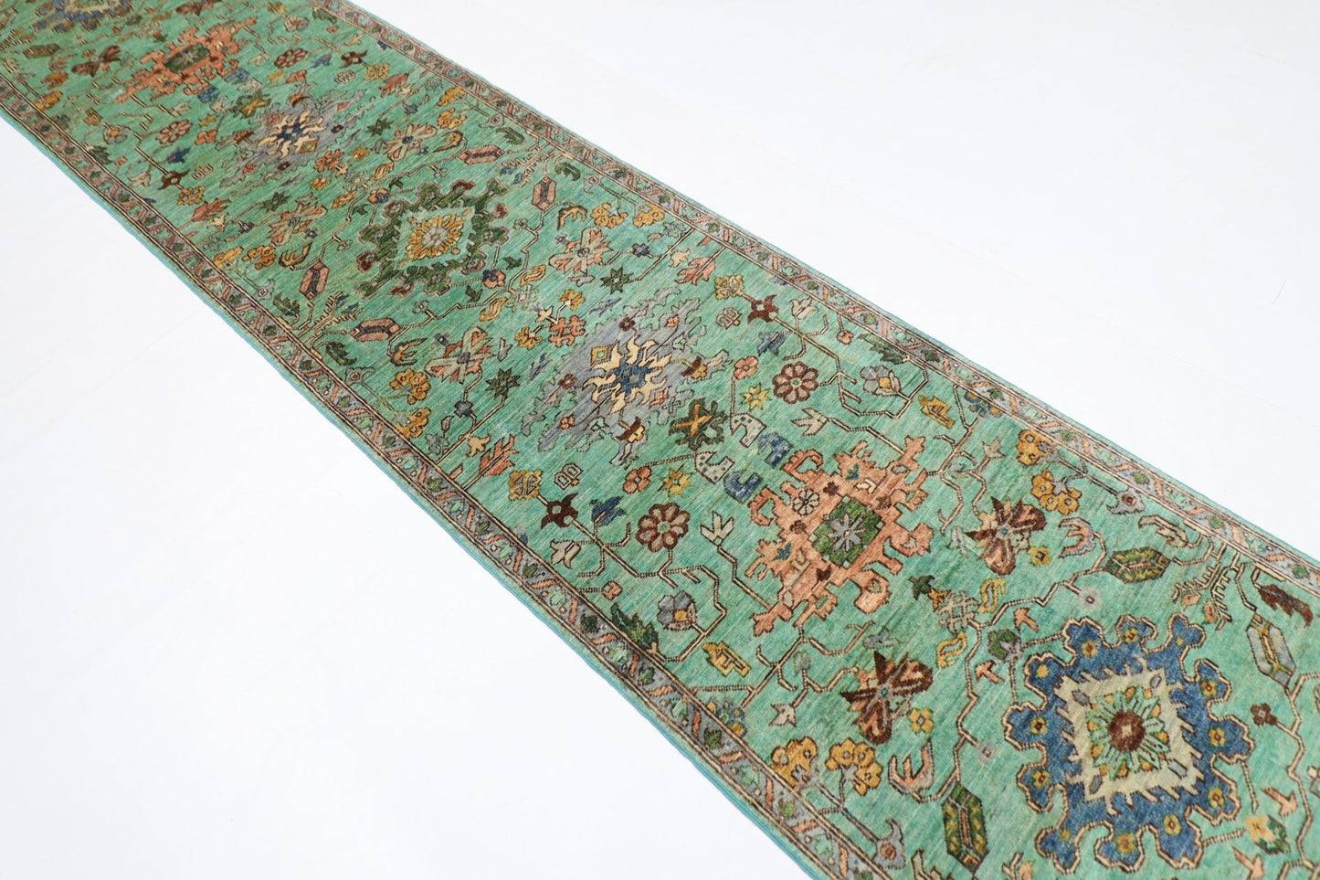 82 x 353 cm | Oriental Floral Runner Rug Afghan Hand Knotted Veg Dye Wool carpet - ART WOOL CARPET
