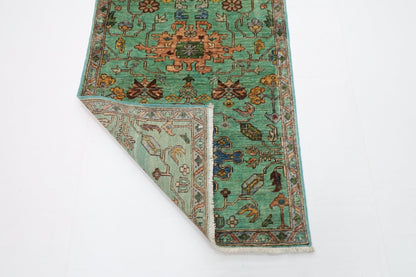 82 x 353 cm | Oriental Floral Runner Rug Afghan Hand Knotted Veg Dye Wool carpet - ART WOOL CARPET