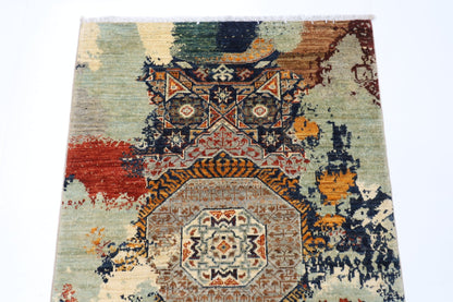 83 x 125 cm | Oriental Mamluk Abstract Rug Afghan Hand Knotted Veg Dye Wool carpet - ART WOOL CARPET