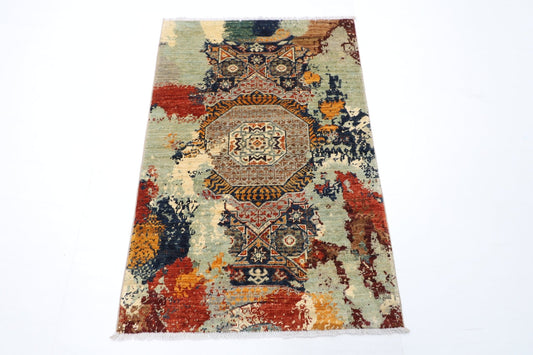 83 x 125 cm | Oriental Mamluk Abstract Rug Afghan Hand Knotted Veg Dye Wool carpet - ART WOOL CARPET