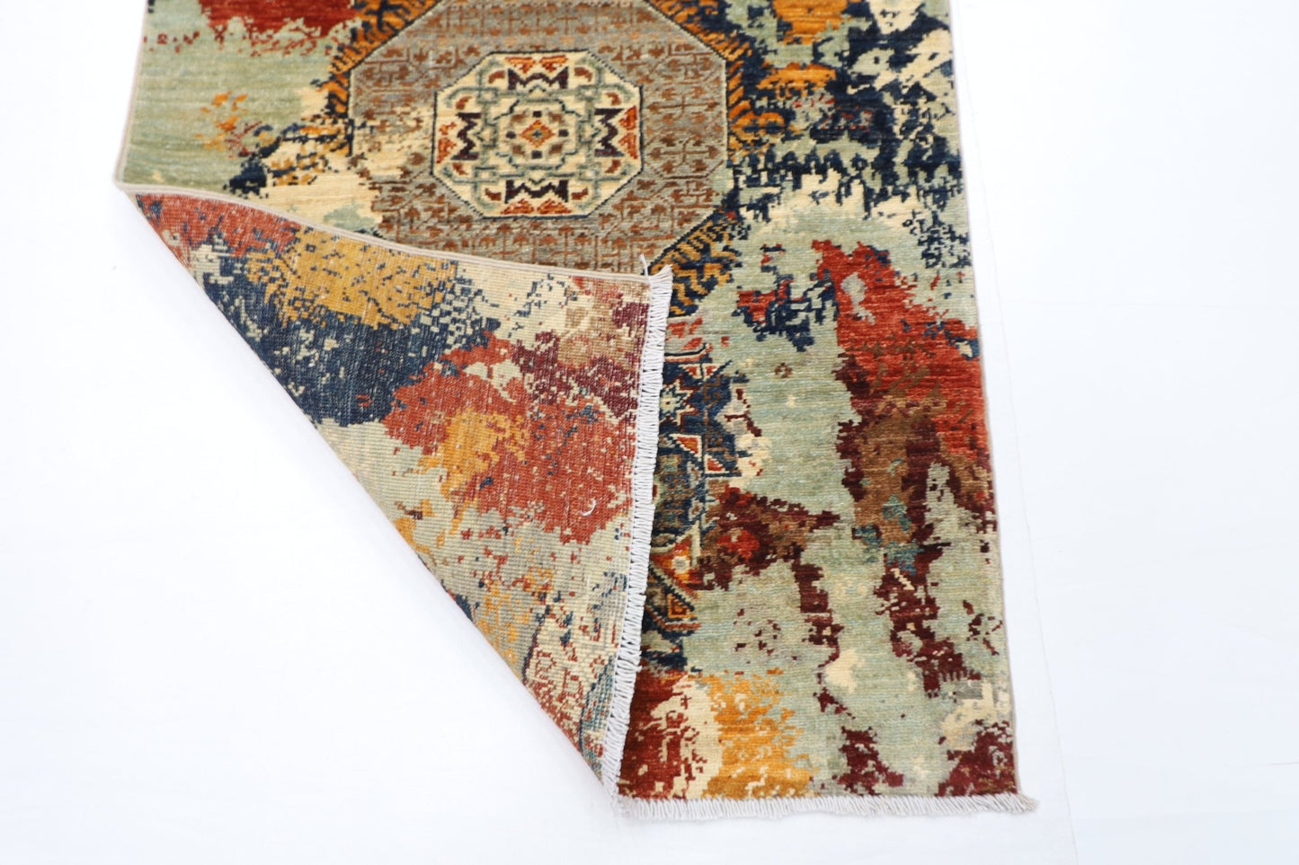 83 x 125 cm | Oriental Mamluk Abstract Rug Afghan Hand Knotted Veg Dye Wool carpet - ART WOOL CARPET