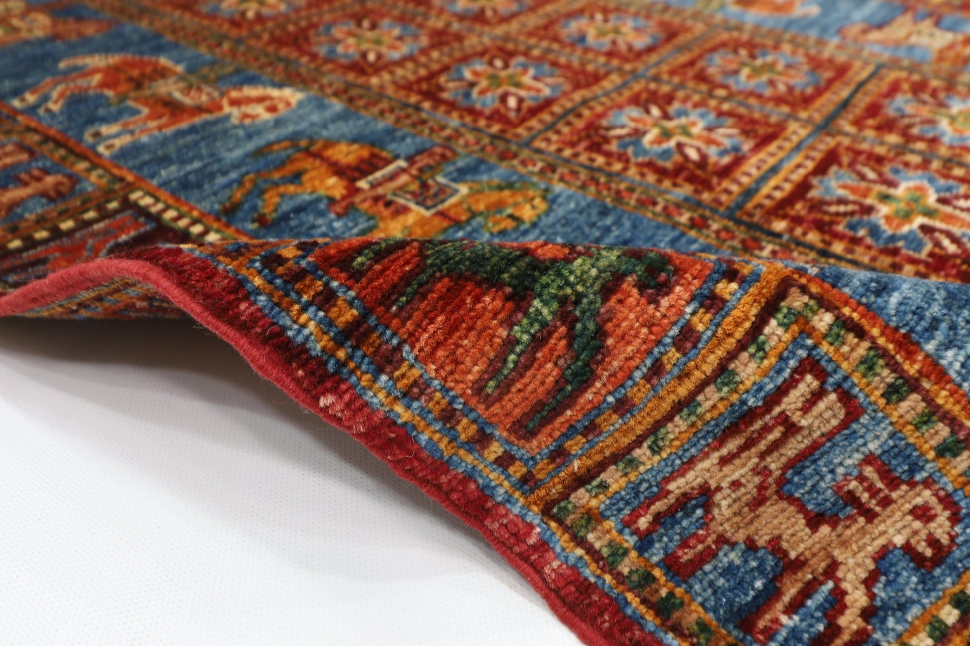 83 x 131 cm | Oriental Animal Accent Rug Afghan Hand Knotted Veg Dye Wool carpet - ART WOOL CARPET