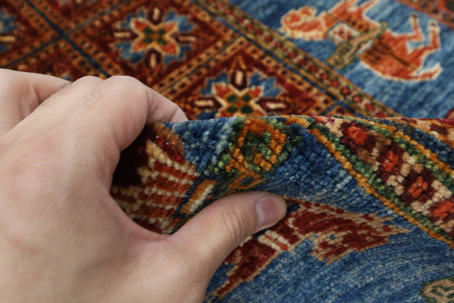 83 x 131 cm | Oriental Animal Accent Rug Afghan Hand Knotted Veg Dye Wool carpet - ART WOOL CARPET