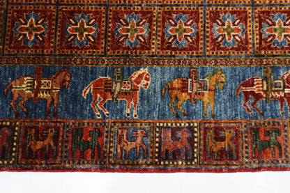 83 x 131 cm | Oriental Animal Accent Rug Afghan Hand Knotted Veg Dye Wool carpet - ART WOOL CARPET