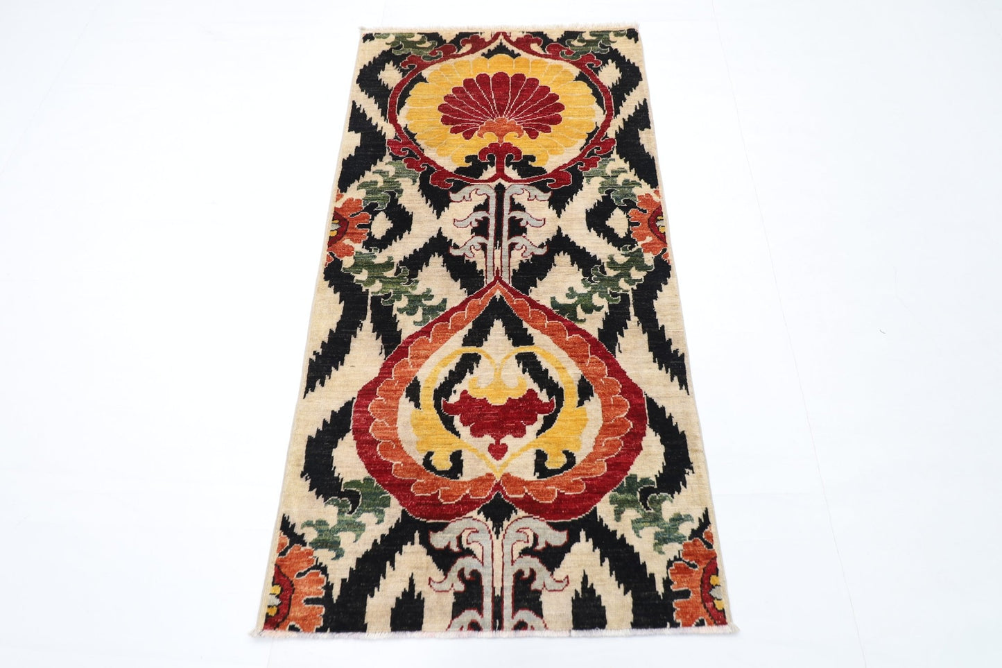 83 x 160 cm | Oriental Suzani Area Rug Afghan Hand Knotted Veg Dye Wool carpet - ART WOOL CARPET
