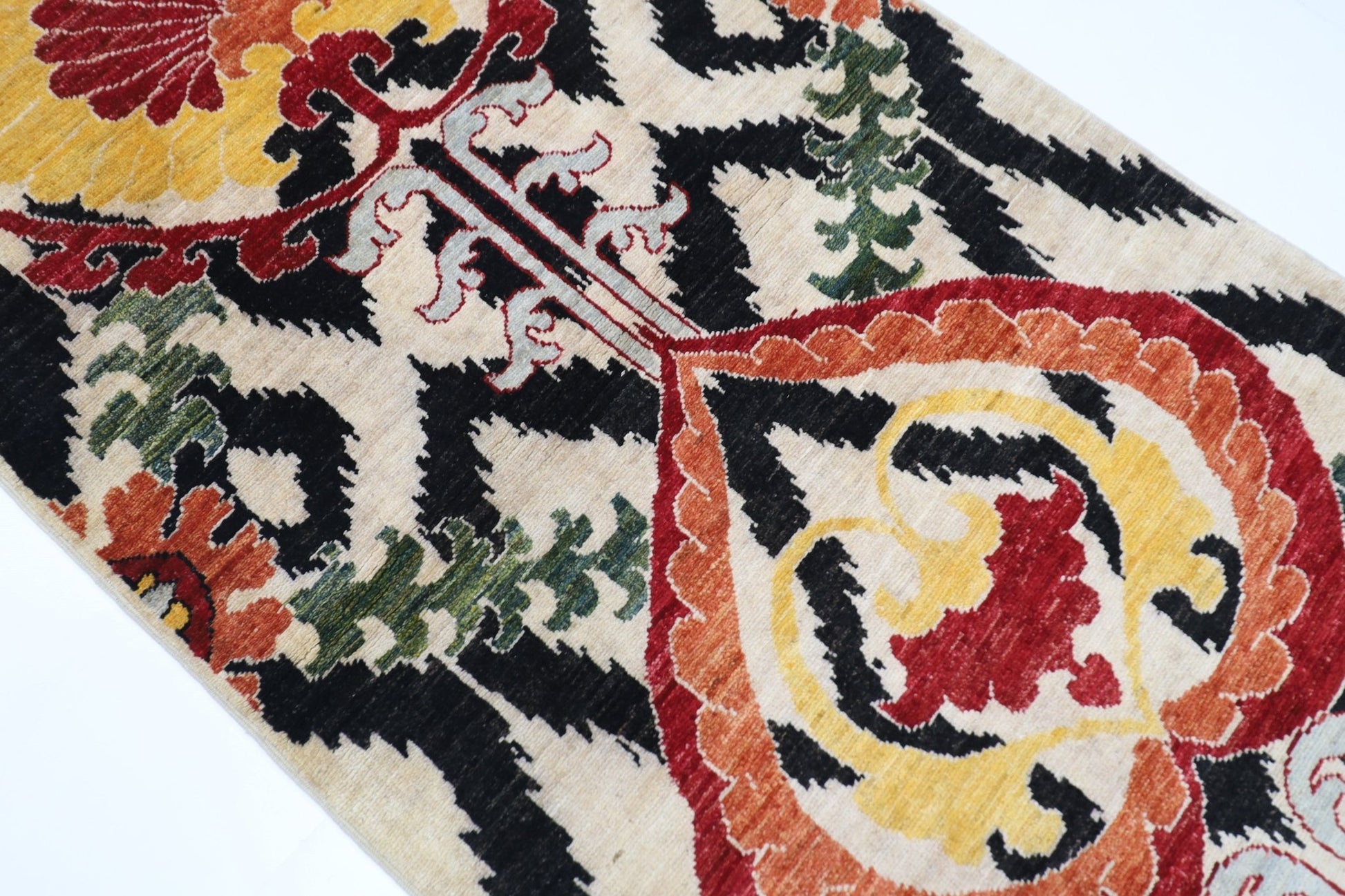 83 x 160 cm | Oriental Suzani Area Rug Afghan Hand Knotted Veg Dye Wool carpet - ART WOOL CARPET