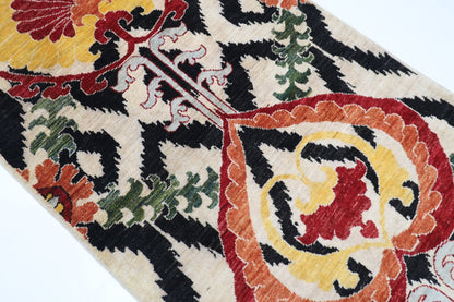 83 x 160 cm | Oriental Suzani Area Rug Afghan Hand Knotted Veg Dye Wool carpet - ART WOOL CARPET