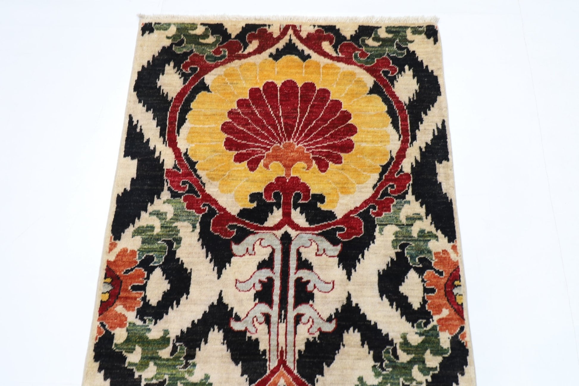 83 x 160 cm | Oriental Suzani Area Rug Afghan Hand Knotted Veg Dye Wool carpet - ART WOOL CARPET