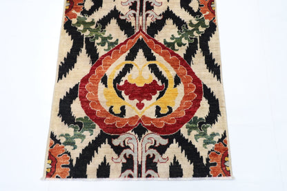 83 x 160 cm | Oriental Suzani Area Rug Afghan Hand Knotted Veg Dye Wool carpet - ART WOOL CARPET