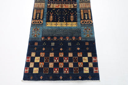 83 x 393 cm | Oriental Gabbeh Animal Runner Rug Afghan Hand Knotted Veg Dye Wool carpet - ART WOOL CARPET