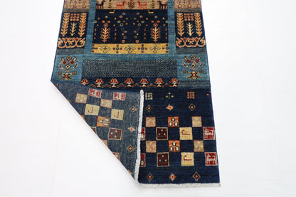 83 x 393 cm | Oriental Gabbeh Animal Runner Rug Afghan Hand Knotted Veg Dye Wool carpet - ART WOOL CARPET